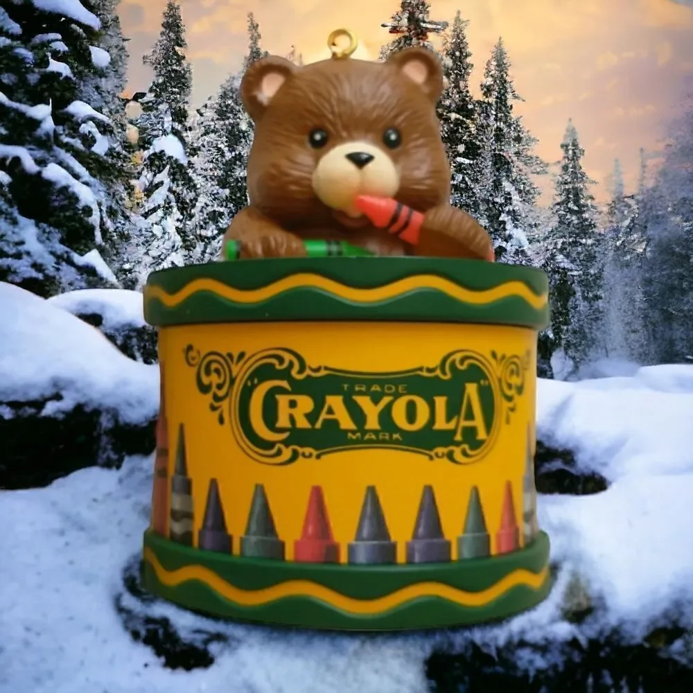 Crayola Ornament Christmas Teddy Bear Crayons Binney Smith Teacher Gift Vtg 1992